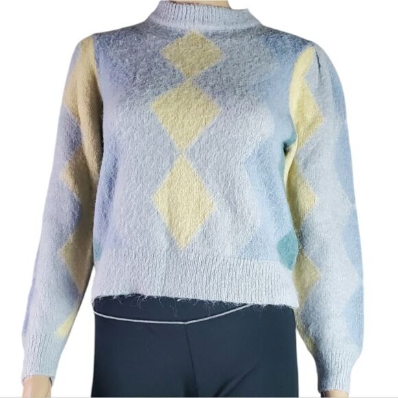 J. Crew Gray, Blue, Green & Yellow Argyle Sweater - Picture 1 of 6